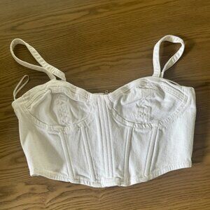 White Denim Corset Top